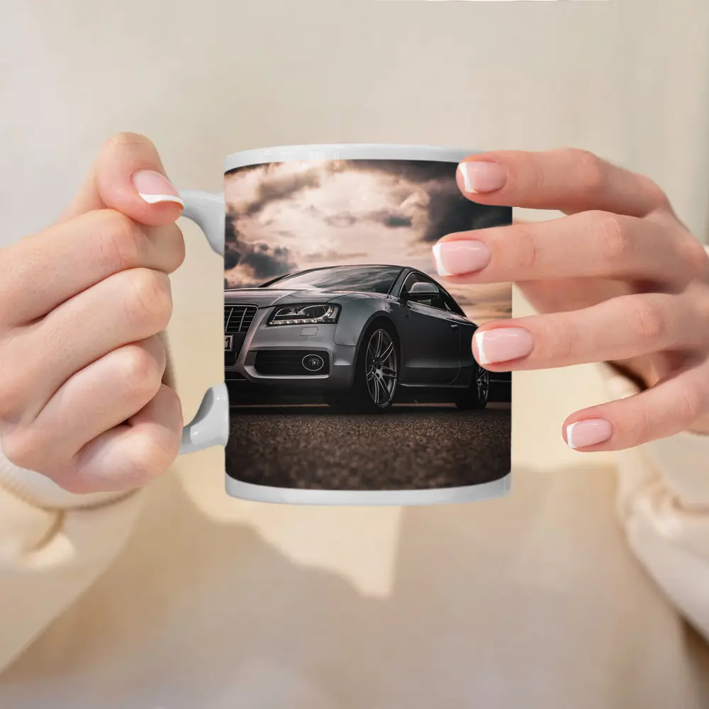 Audi A5 Silver Coupe Dramatic Cloudy Sky – Mugs