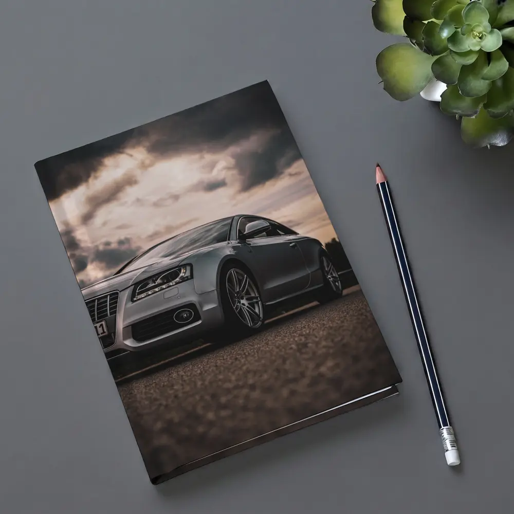 Audi A5 Silver Coupe Dramatic Cloudy Sky – Notebooks