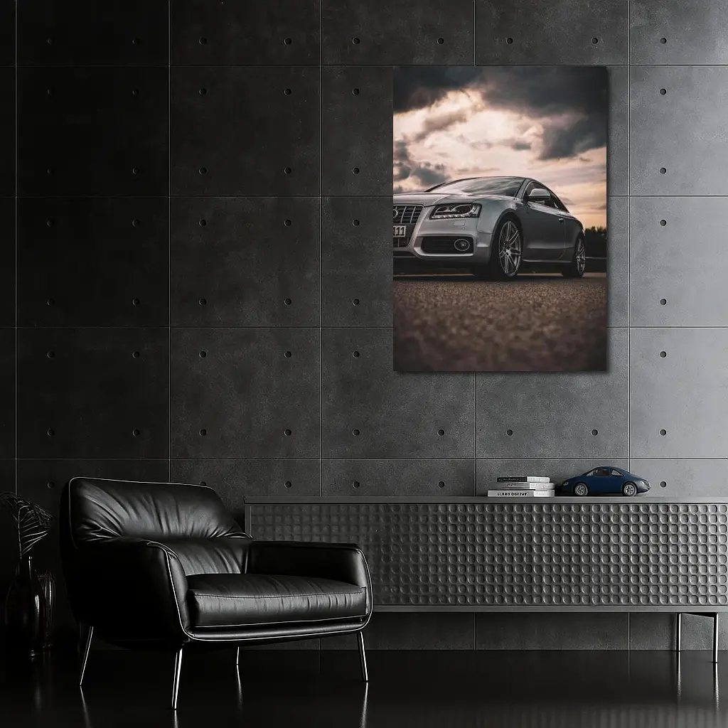 Audi A5 Silver Coupe Dramatic Cloudy Sky – Wall Art