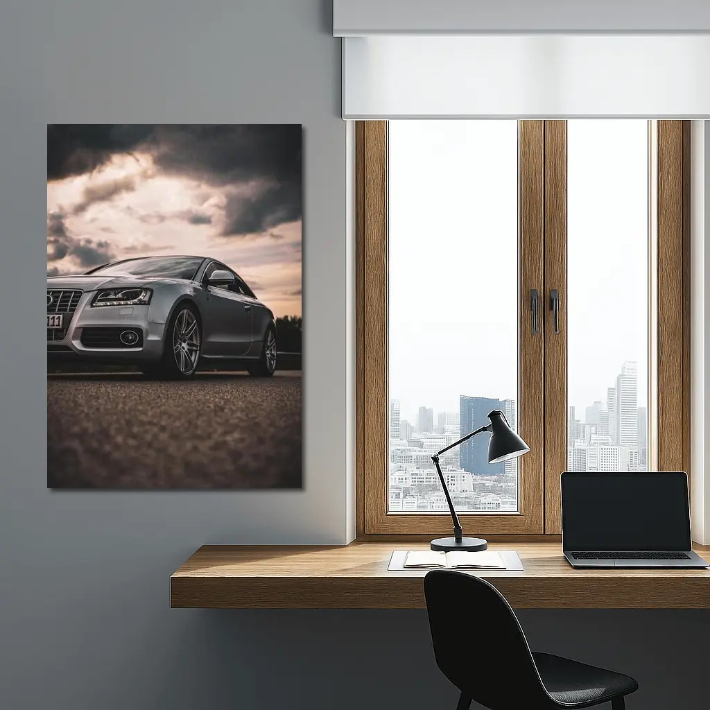 Audi A5 Silver Coupe Dramatic Cloudy Sky – Wall Art