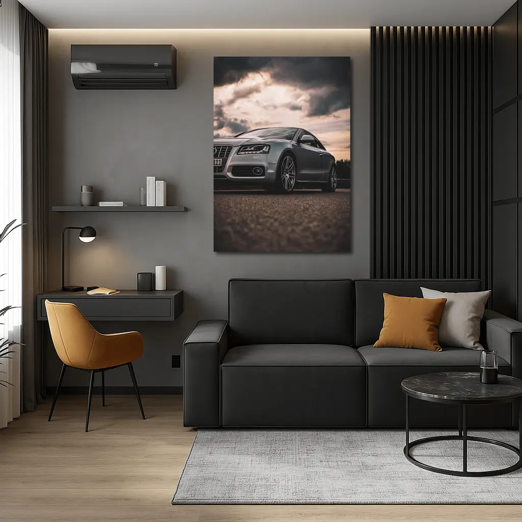 Audi A5 Silver Coupe Dramatic Cloudy Sky – Wall Art