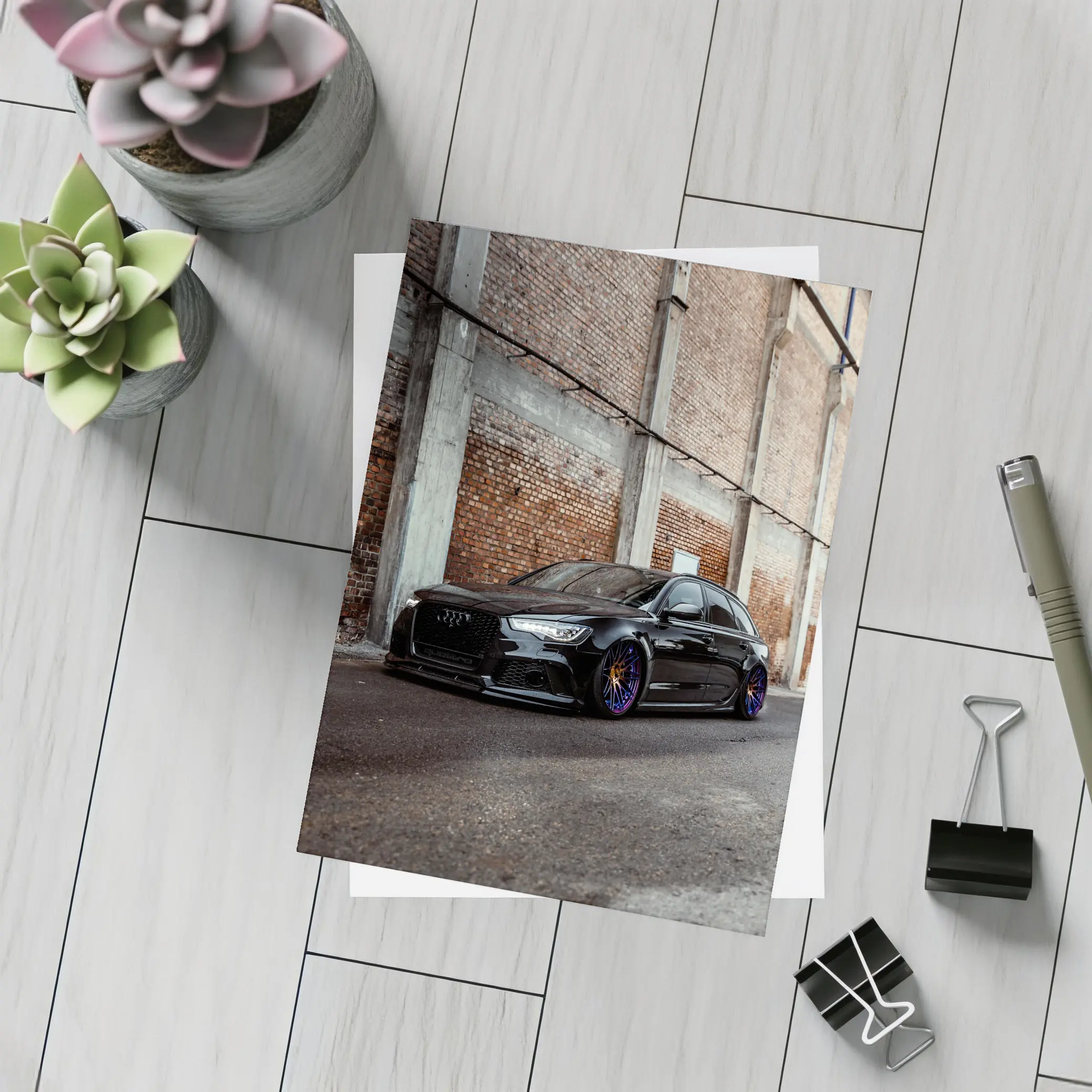 Audi RS6 Black Stance Brick Warehouse – Postcards