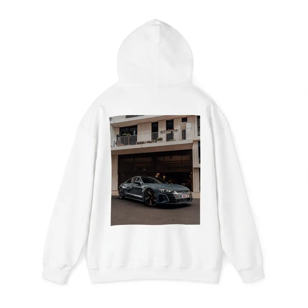 Audi E-Tron GT Parked Outside Modern Building – Hoodies