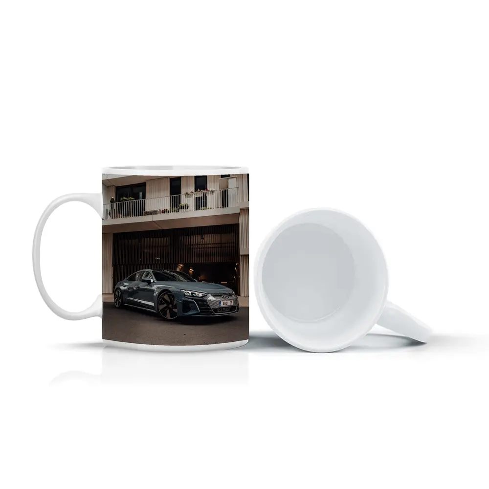 Audi E-Tron GT Parked Outside Modern Building – Mugs