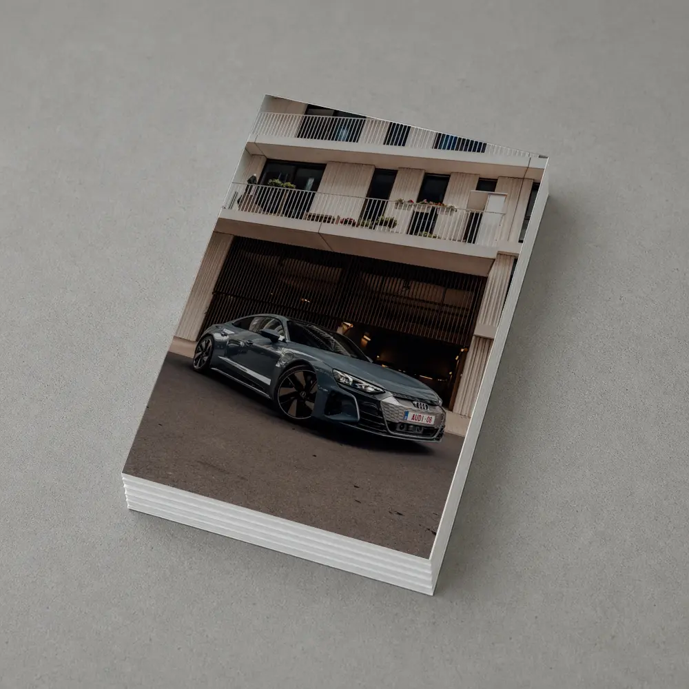 Audi E-Tron GT Parked Outside Modern Building – Postcards