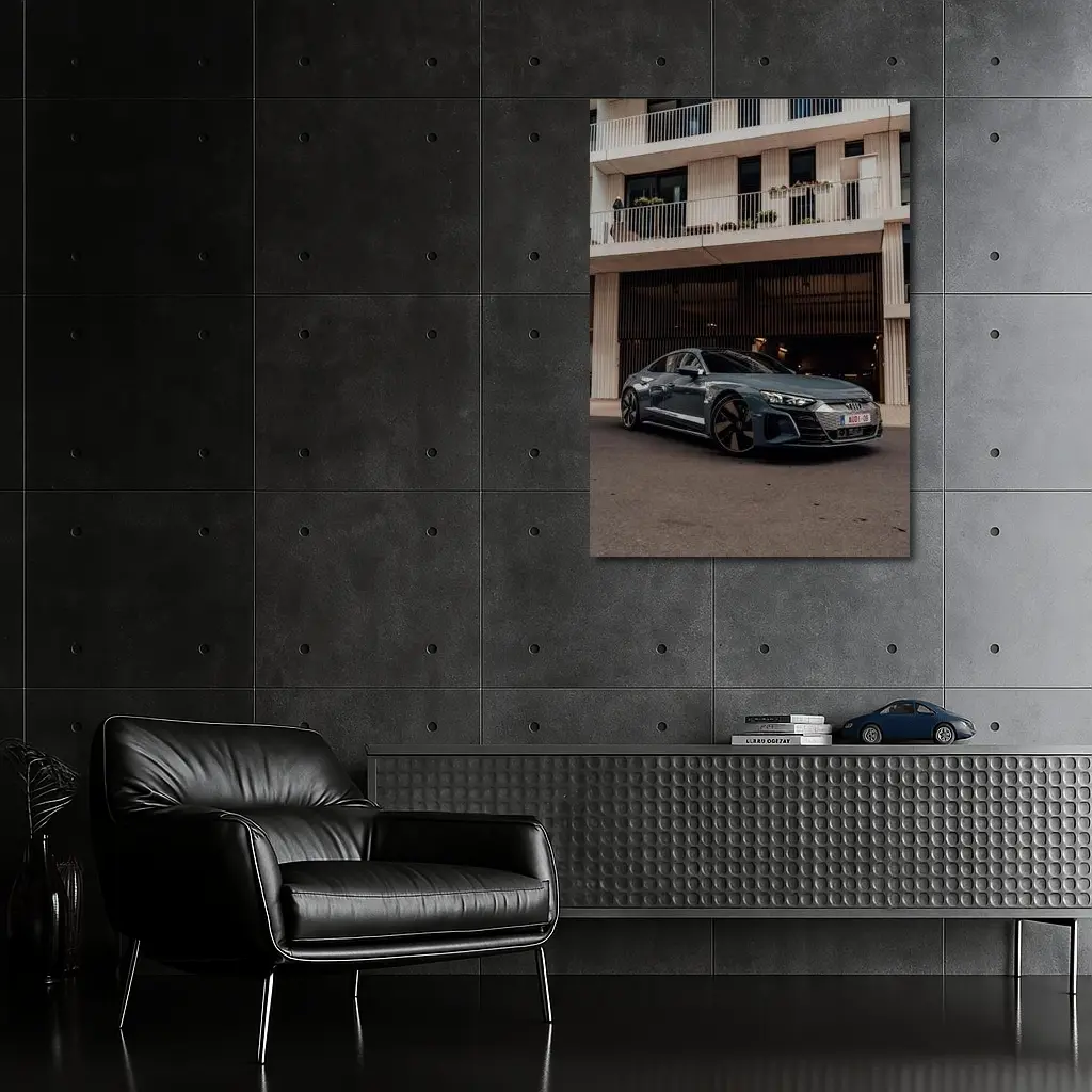 Audi E-Tron GT Parked Outside Modern Building – Wall Art