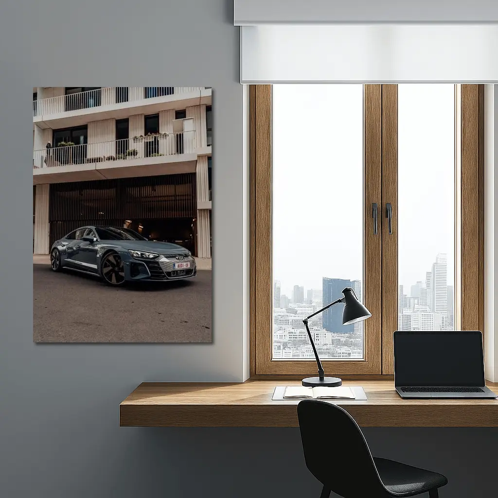 Audi E-Tron GT Parked Outside Modern Building – Wall Art