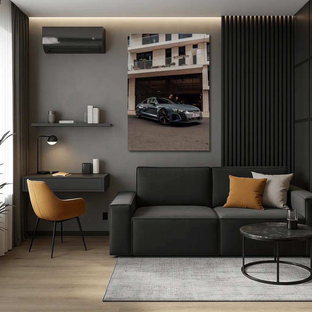 Audi E-Tron GT Parked Outside Modern Building – Wall Art