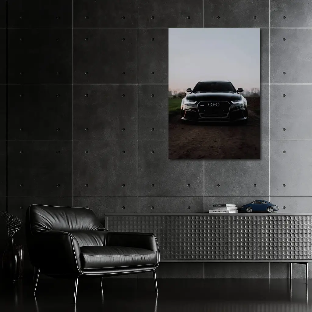 Audi RS6 Black Front View Dusk – Wall Art