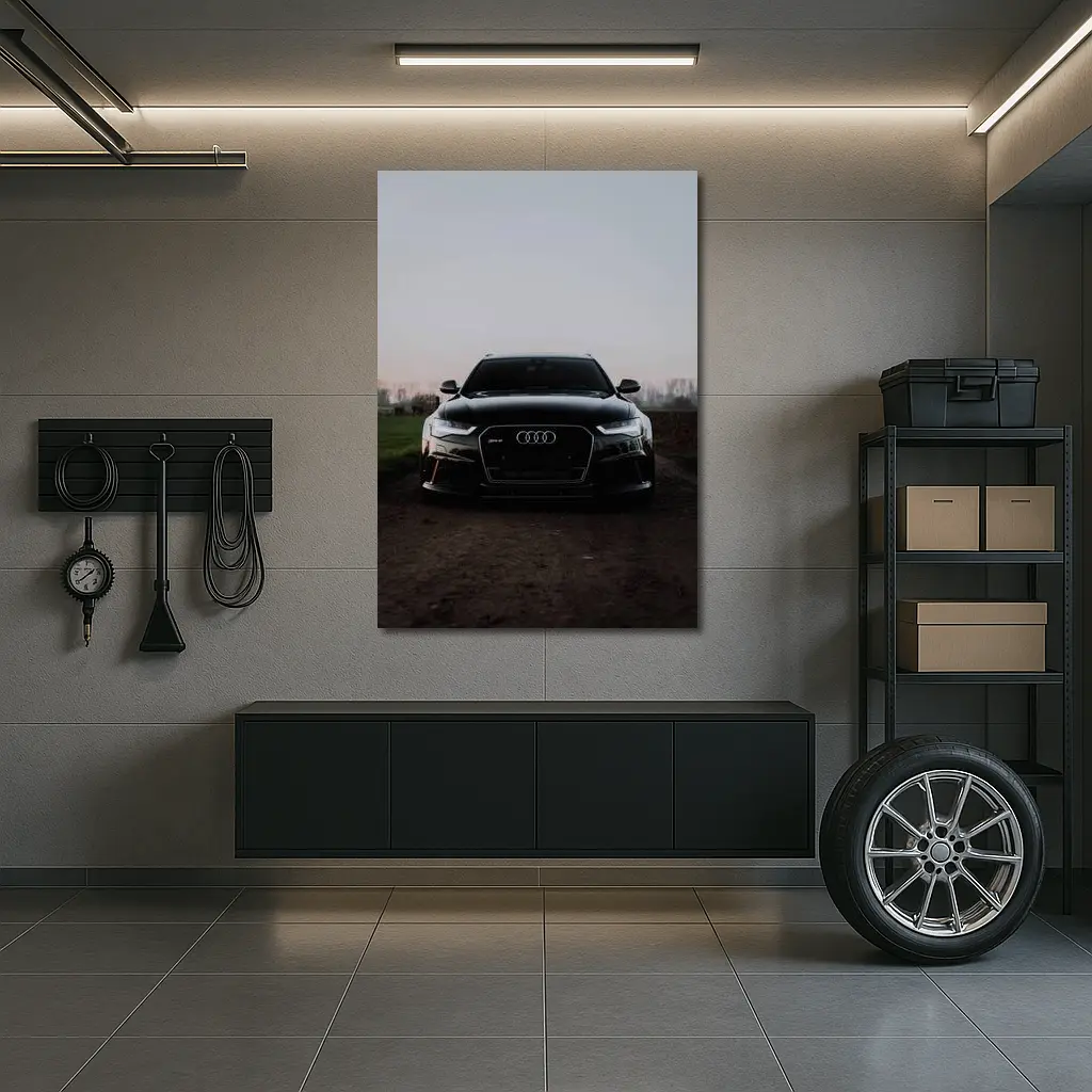 Audi RS6 Black Front View Dusk – Wall Art
