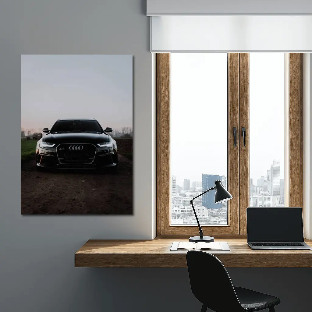 Audi RS6 Black Front View Dusk – Wall Art