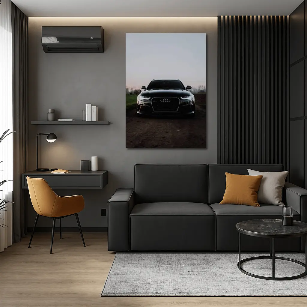Audi RS6 Black Front View Dusk – Wall Art