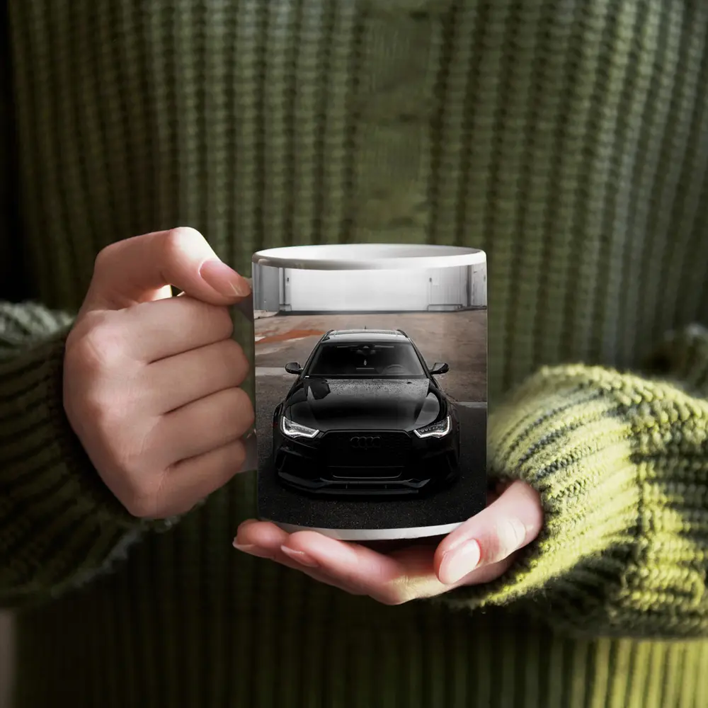 Black Audi RS6 Front View Garage – Mugs