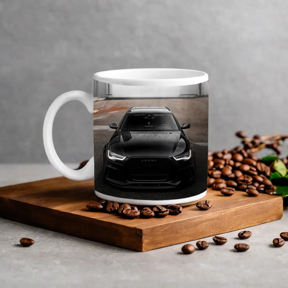 Black Audi RS6 Front View Garage – Mugs