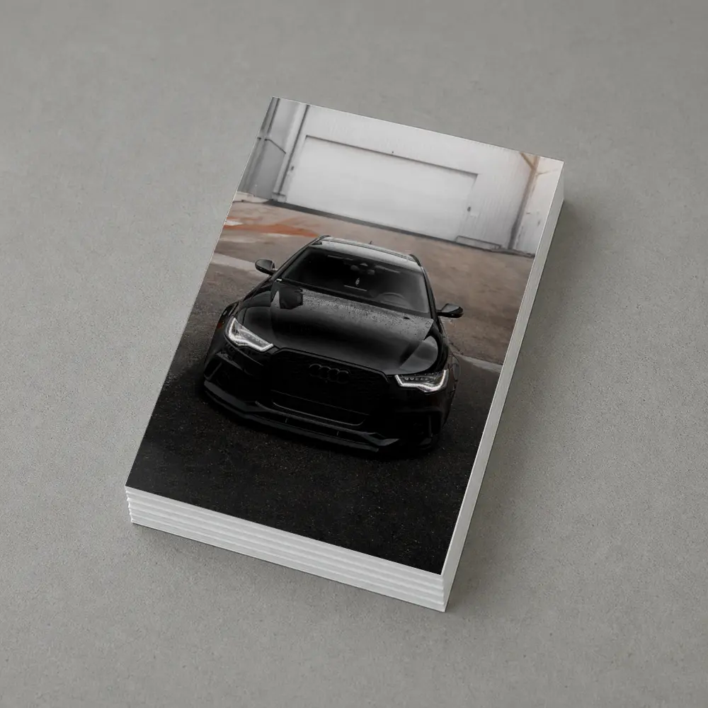 Black Audi RS6 Front View Garage – Postcards