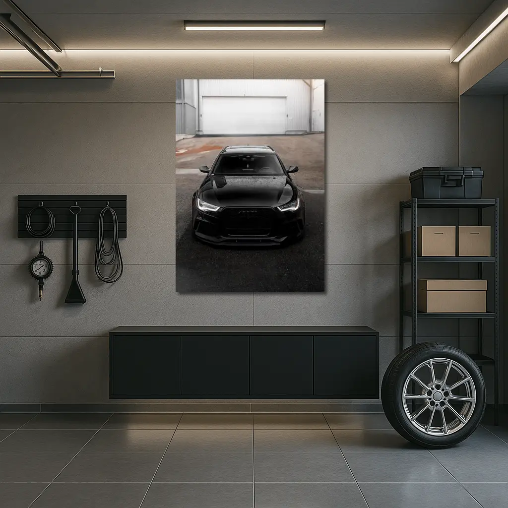 Black Audi RS6 Front View Garage – Wall Art