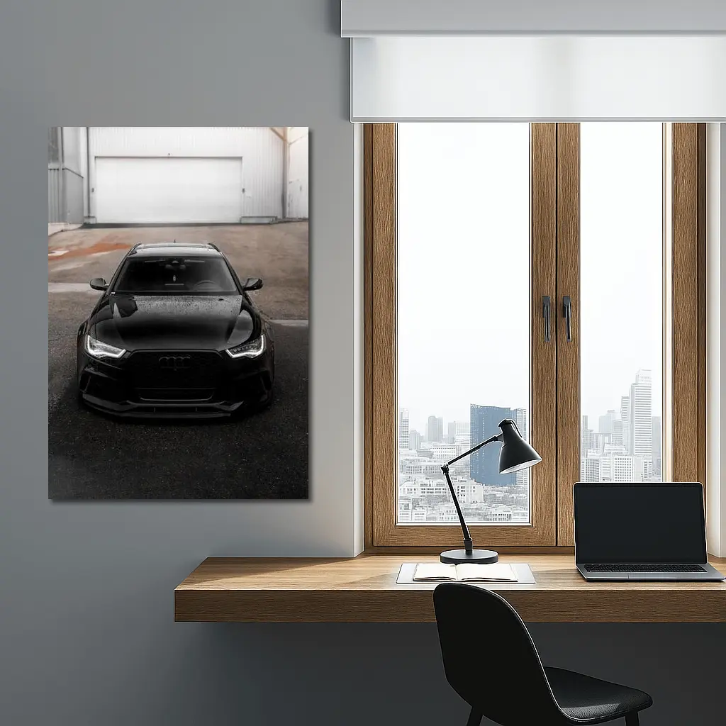 Black Audi RS6 Front View Garage – Wall Art