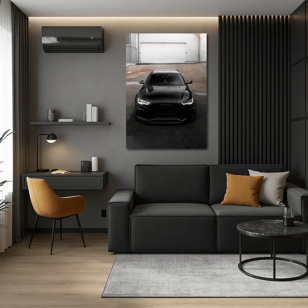 Black Audi RS6 Front View Garage – Wall Art