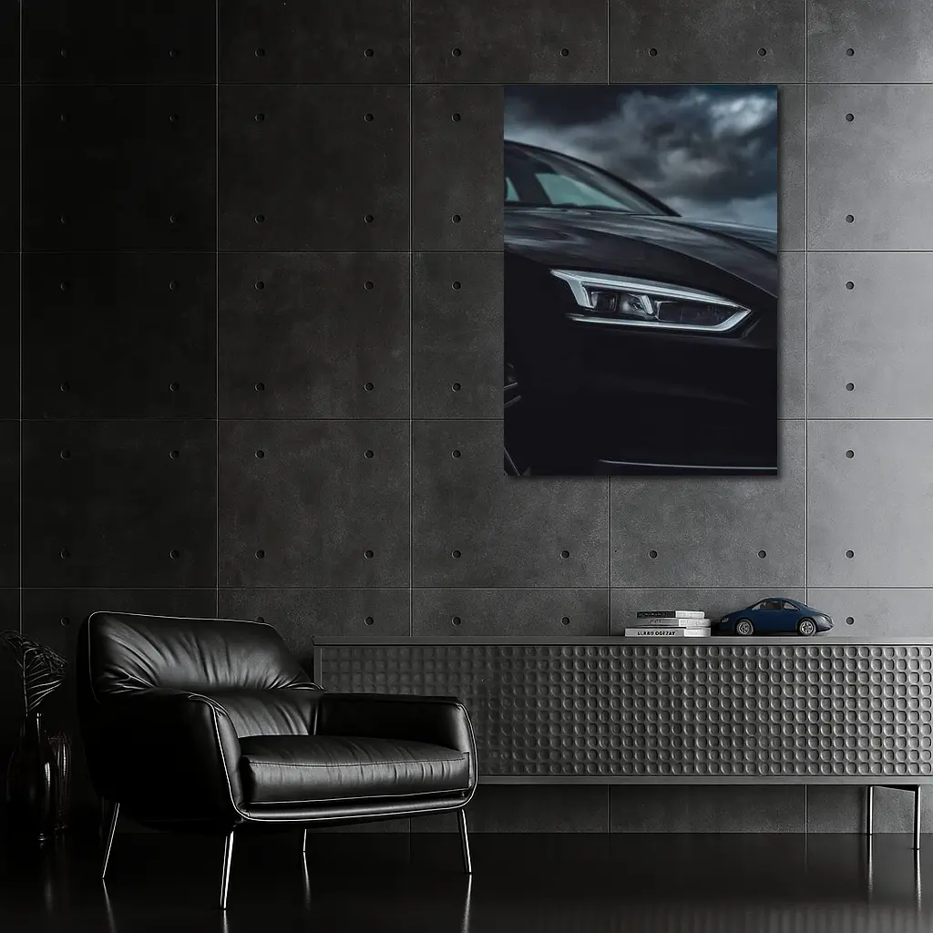 Audi R8 Black Headlight Stormy Sky – Wall Art