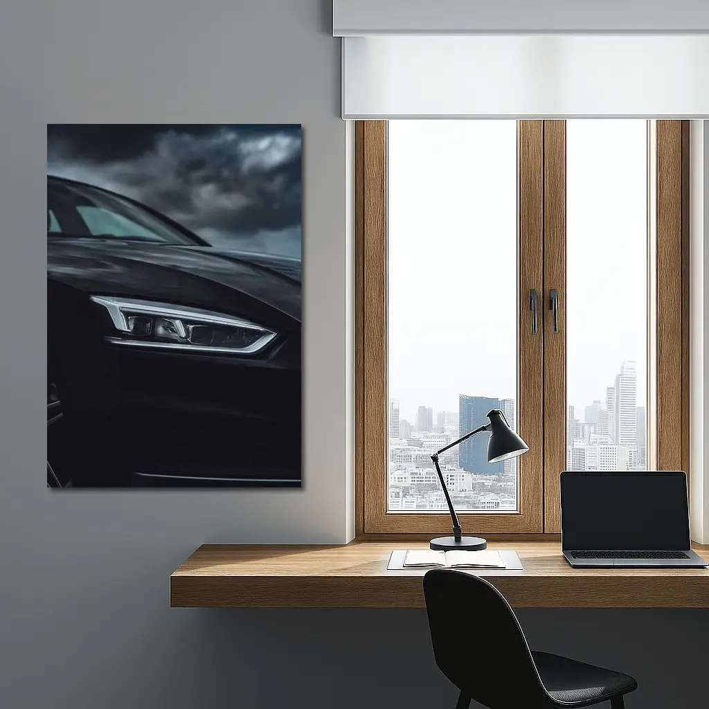 Audi R8 Black Headlight Stormy Sky – Wall Art