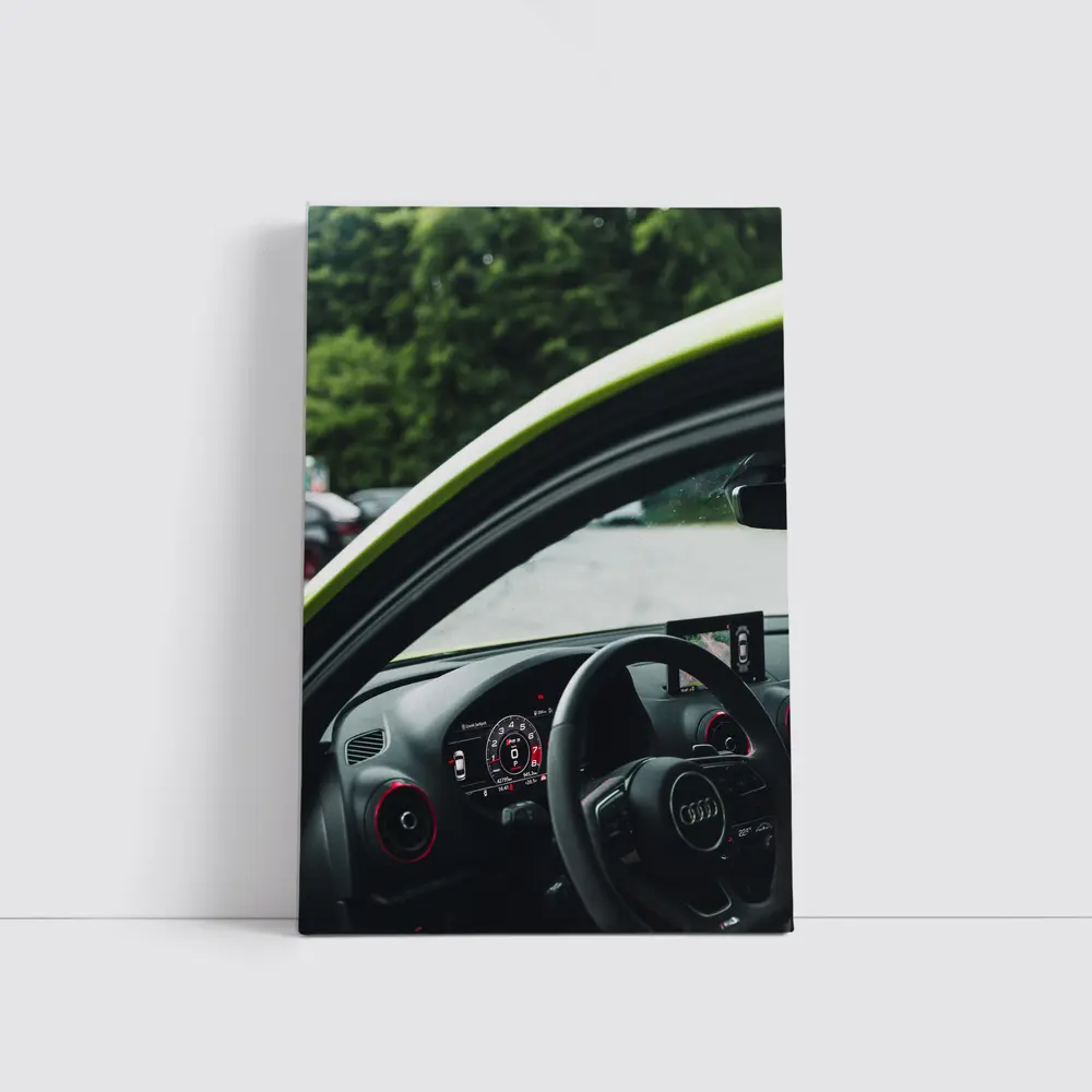 Audi RS Interior Cockpit Green Exterior View – Wall Art