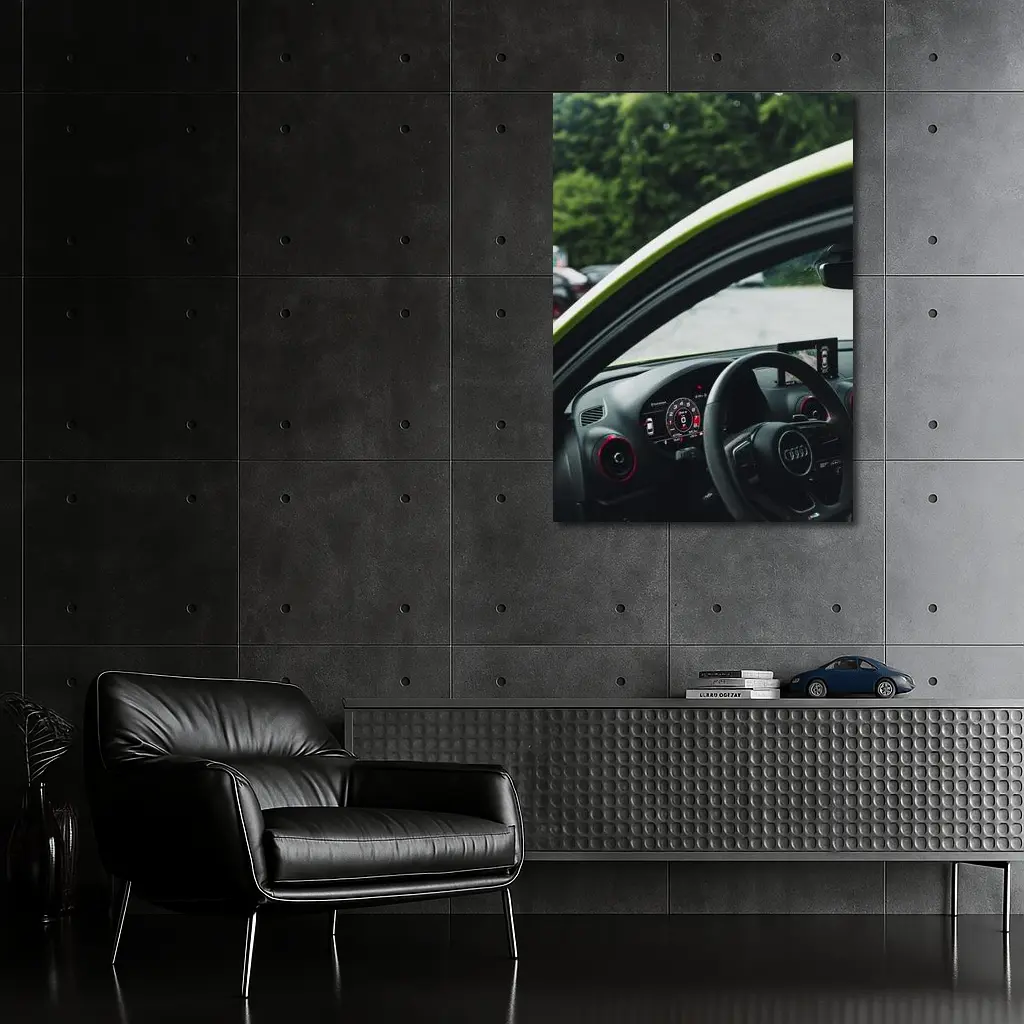 Audi RS Interior Cockpit Green Exterior View – Wall Art