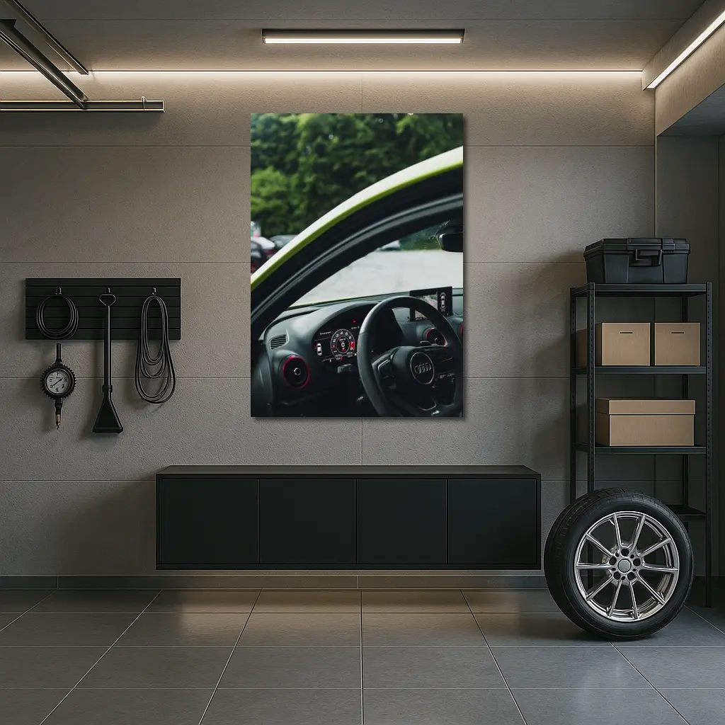 Audi RS Interior Cockpit Green Exterior View – Wall Art