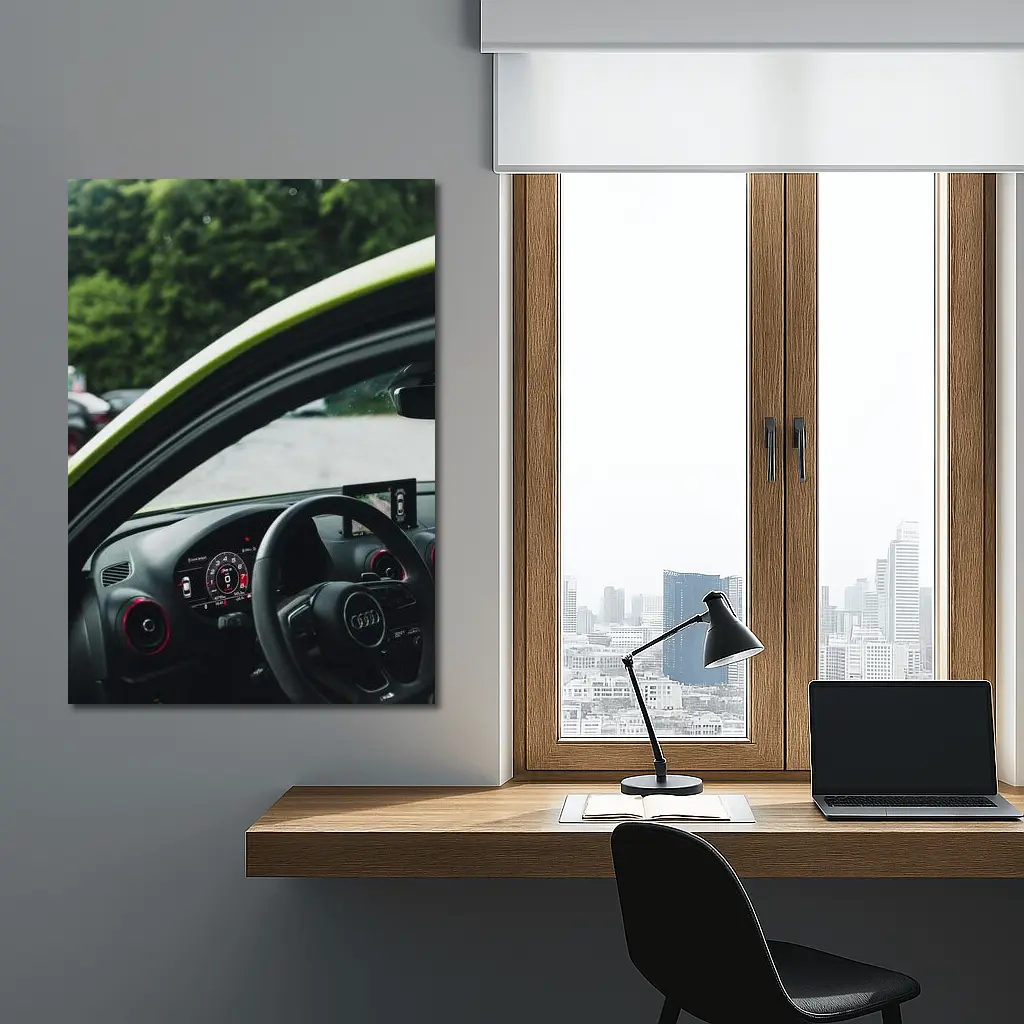 Audi RS Interior Cockpit Green Exterior View – Wall Art