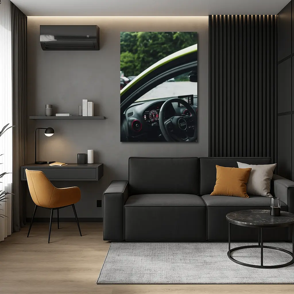 Audi RS Interior Cockpit Green Exterior View – Wall Art