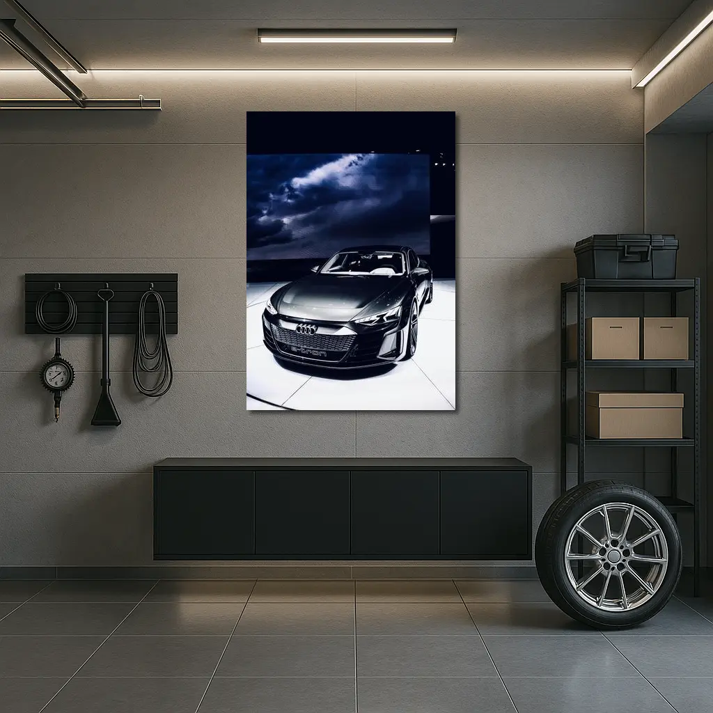 Audi E-Tron GT Dark Dramatic Storm Background – Wall Art