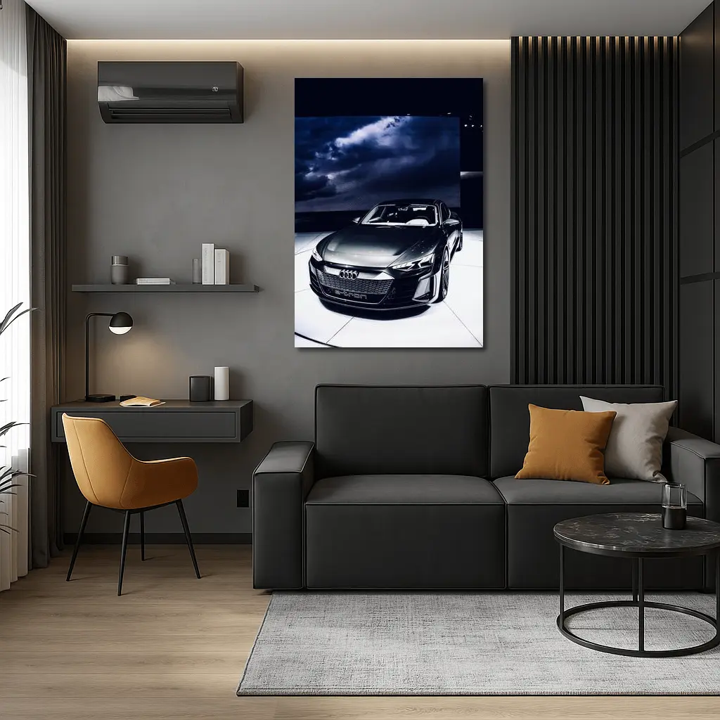 Audi E-Tron GT Dark Dramatic Storm Background – Wall Art