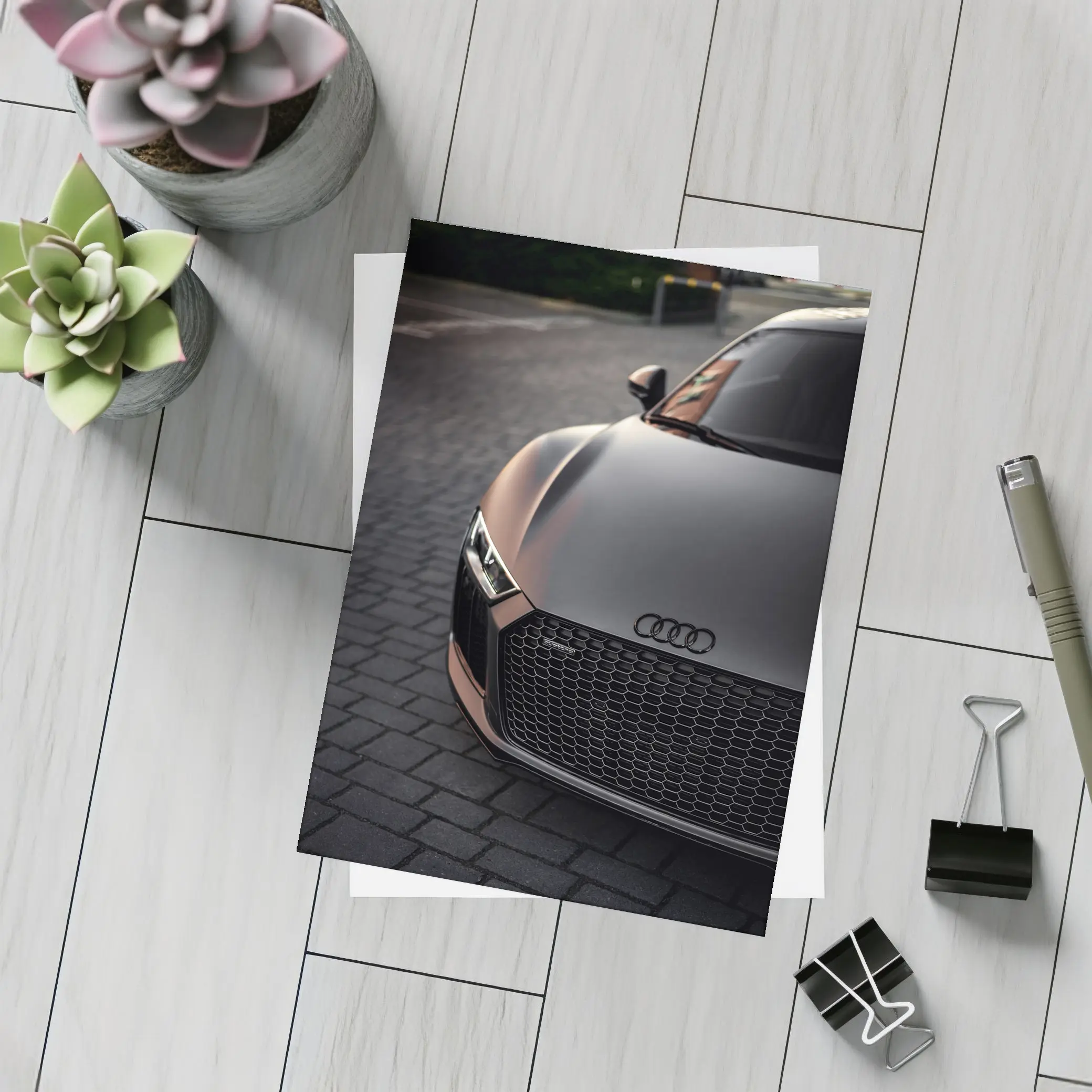 Audi R8 Matte Brown Front Close Up – Postcards