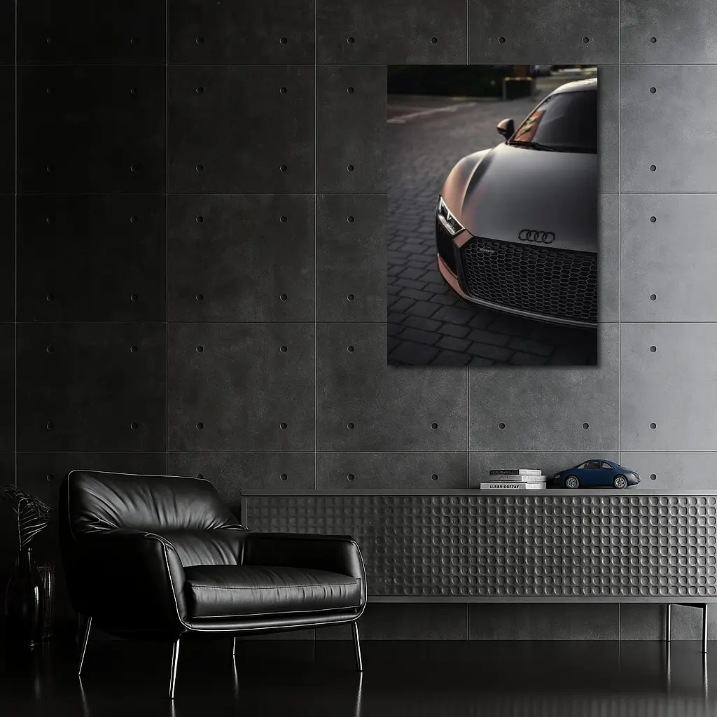 Audi R8 Matte Brown Front Close Up – Wall Art