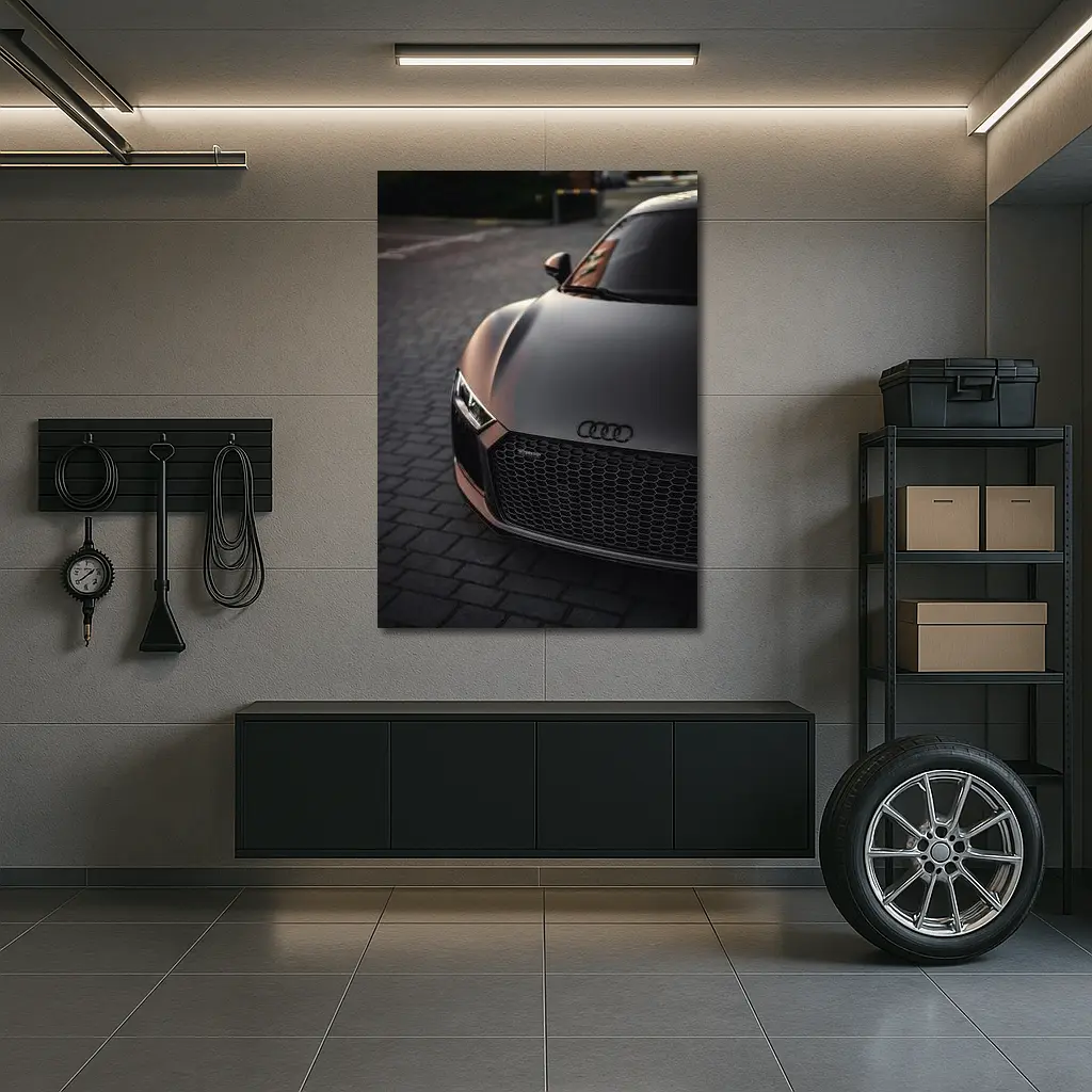 Audi R8 Matte Brown Front Close Up – Wall Art