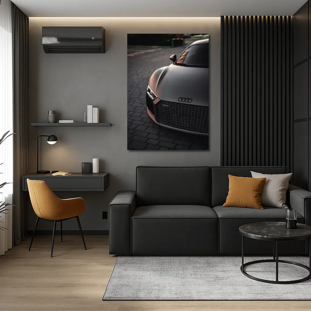 Audi R8 Matte Brown Front Close Up – Wall Art