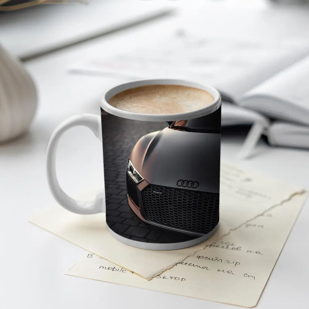 Audi R8 Matte Dark Front Close Up – Mugs