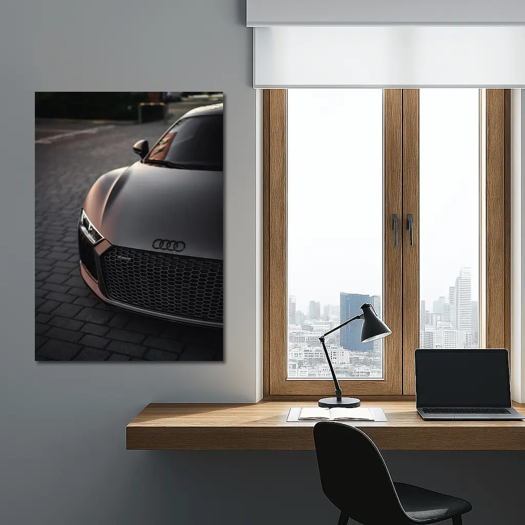 Audi R8 Matte Dark Front Close Up – Wall Art