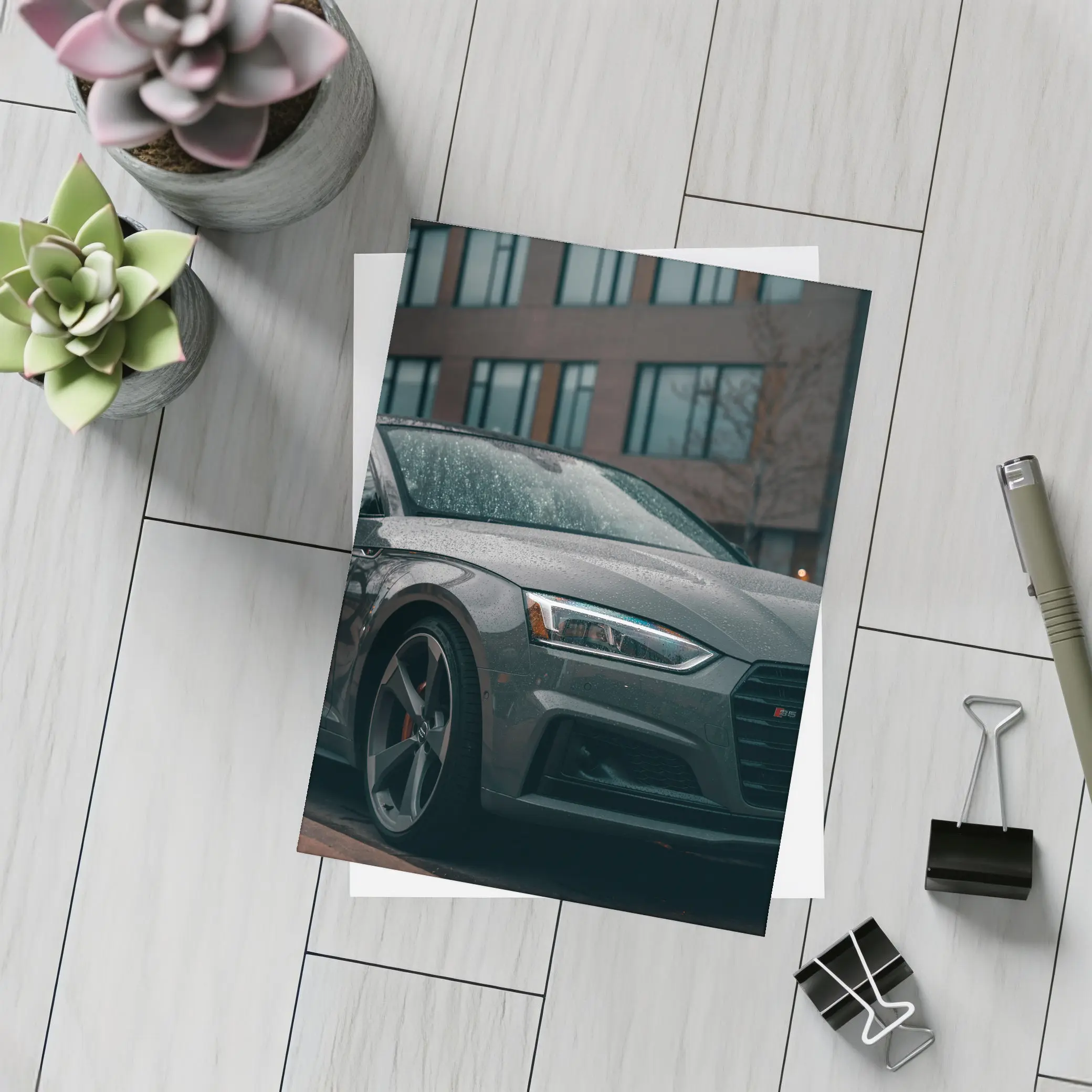Audi A5 Wet Dark Urban Street – Postcards