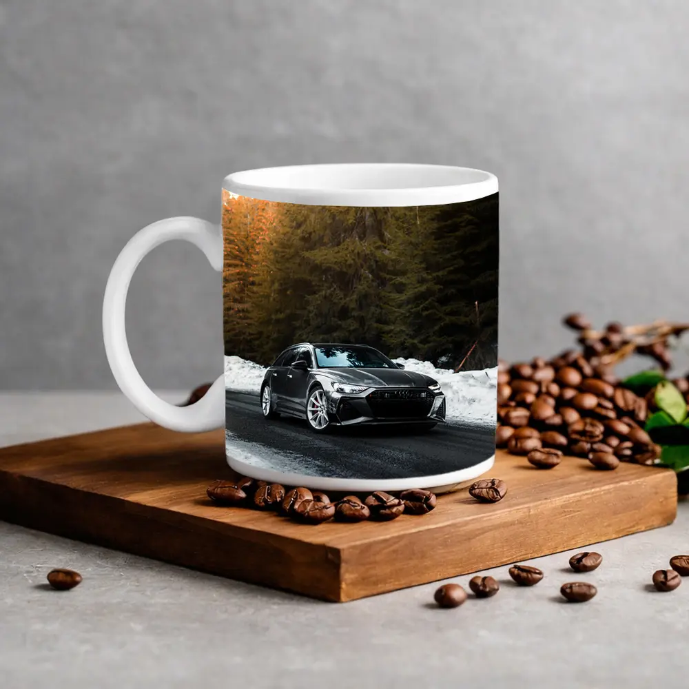 Audi RS6 Avant Black Winter Forest Road – Mugs