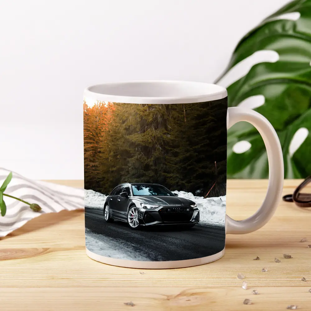 Audi RS6 Avant Black Winter Forest Road – Mugs