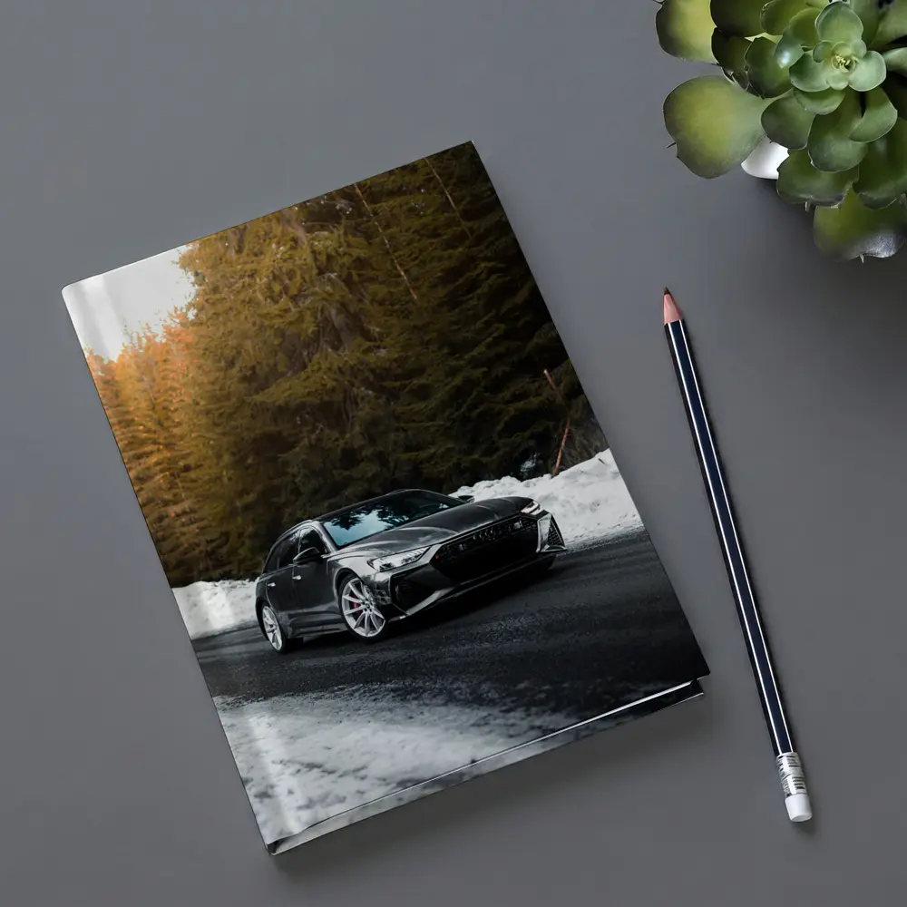 Audi RS6 Avant Black Winter Forest Road – Notebooks