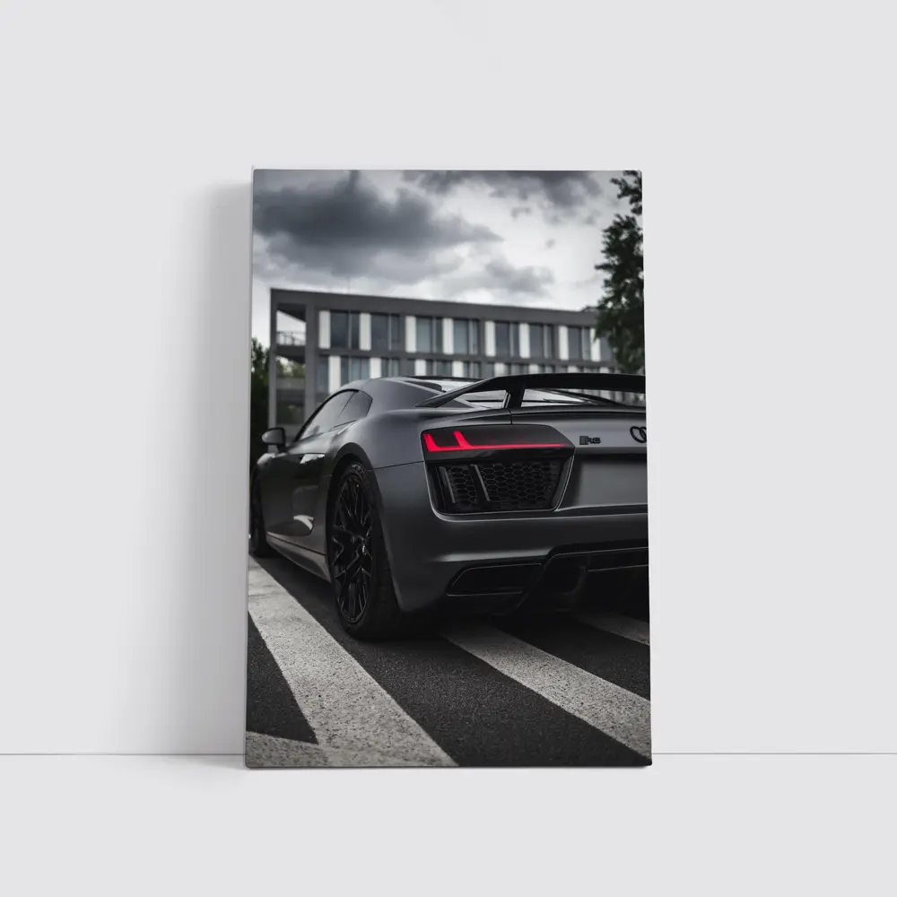 Audi R8 Matte Gray Supercar Stormy Sky – Wall Art