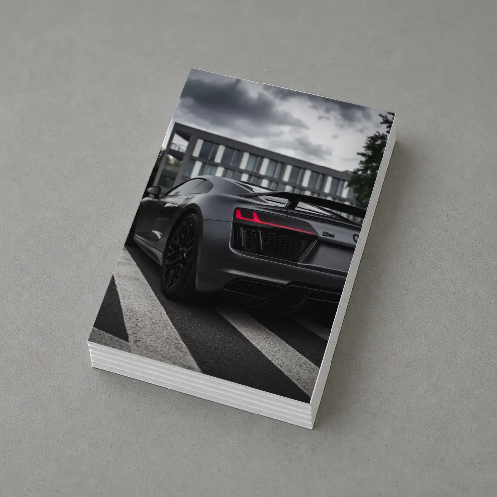 Audi R8 Matte Gray Supercar Stormy Sky – Postcards