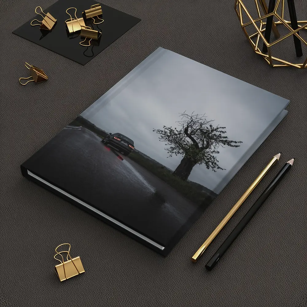 Audi Sedan Rainy Road Moody Gray Sky – Notebooks