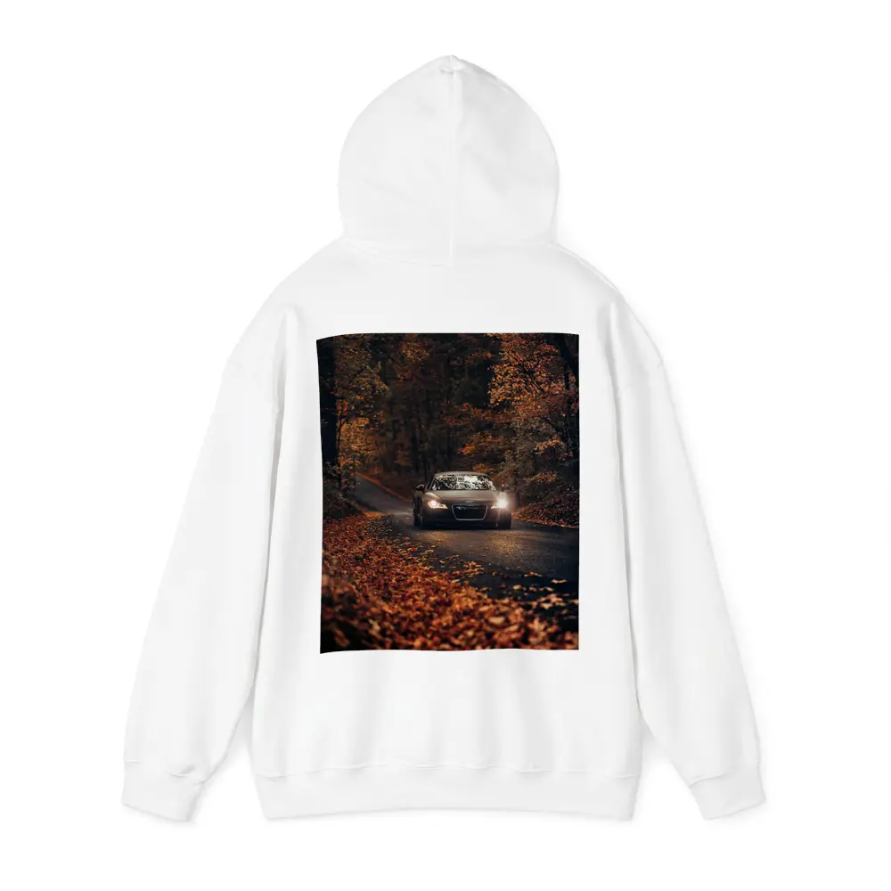 Audi R8 on Dark Autumn Forest Road – Hoodies