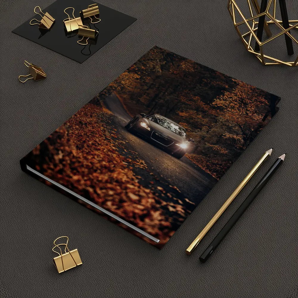 Audi R8 on Dark Autumn Forest Road – Notebooks