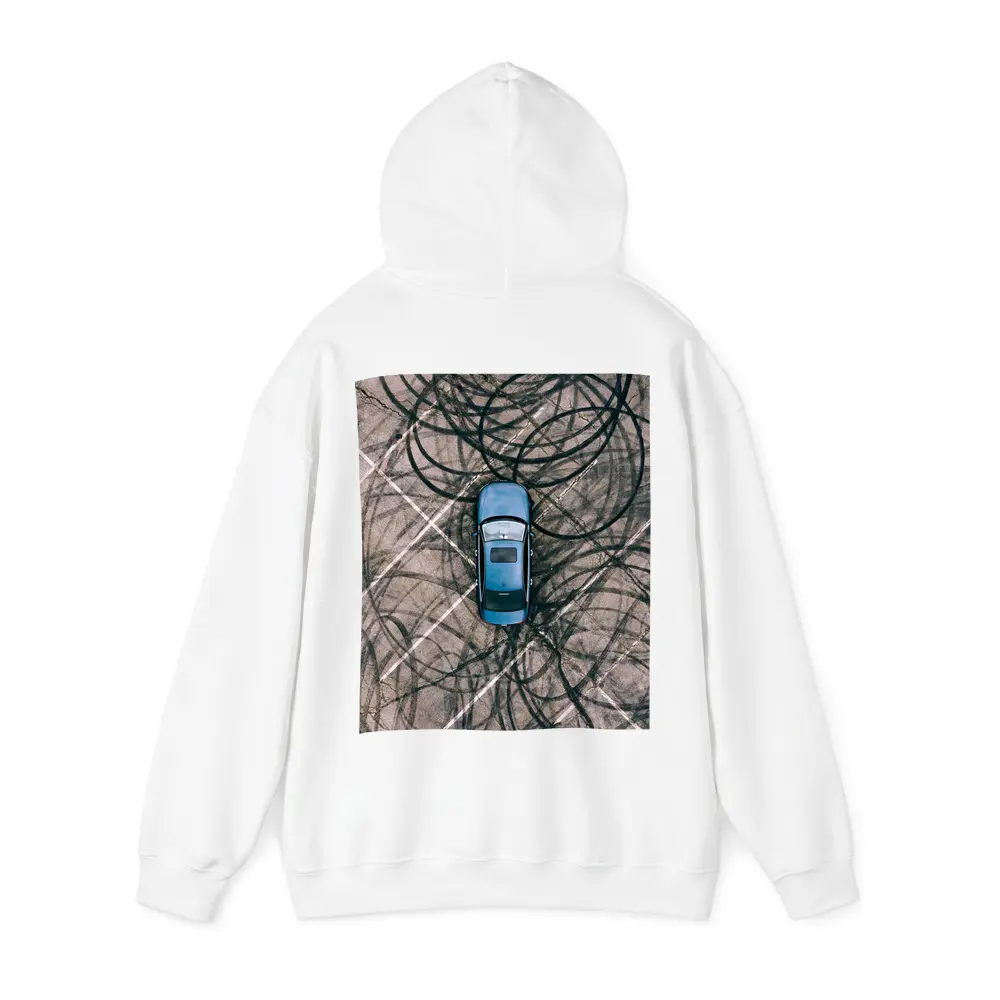 Blue Car Aerial View Burnout Marks – Hoodies