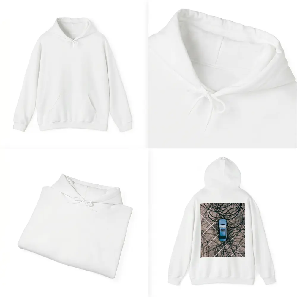 Blue Car Aerial View Burnout Marks – Hoodies
