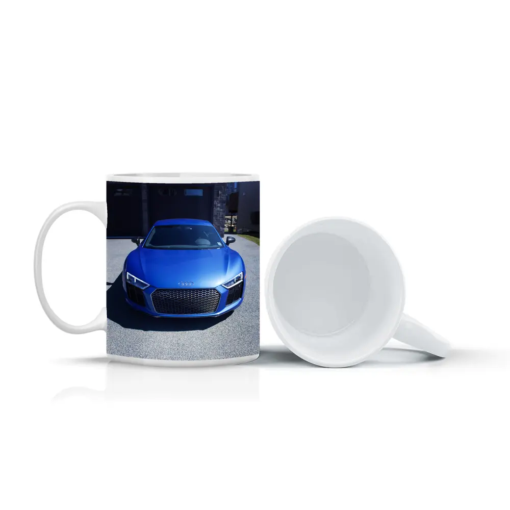 Audi R8 Blue Supercar Front View Driveway – Mugs