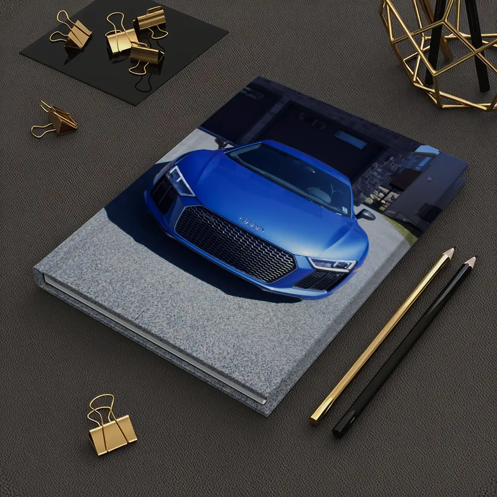 Audi R8 Blue Supercar Front View Driveway – Notebooks